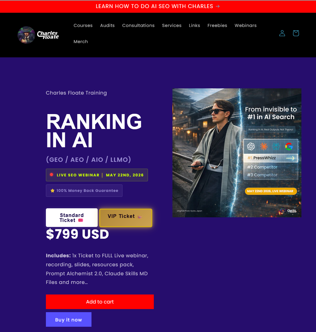 Ranking In AI (Charles Floate) — $799 AI SEO Playbook, Grab It Free